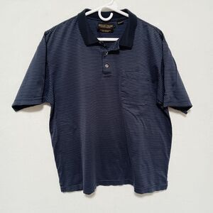 Donald J Trump Men's L Polo Shirt Tone On Tone Striped Navy Signature Collection